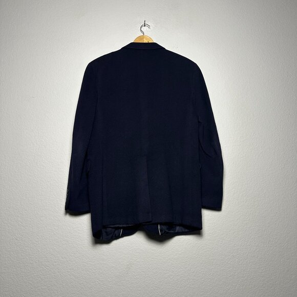 English Manor Wool VTG Blazer Sport Coat Mens 42L Navy Blue Formal Business 90s - Picture 2 of 13